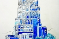 1998 YEMEN TOWER WATERCOLOUR INK 32 X 24 CM. paint by Giselle Pons