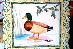 MALLARD OIL ON CUT WOOD 42 X 46 CM painting by Giselle pons
