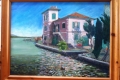 1994 HOUSE ON THE ORBETELLO LAGOON OIL ON CANVAS 60 X 80 CM - Paint by Giselle Pons